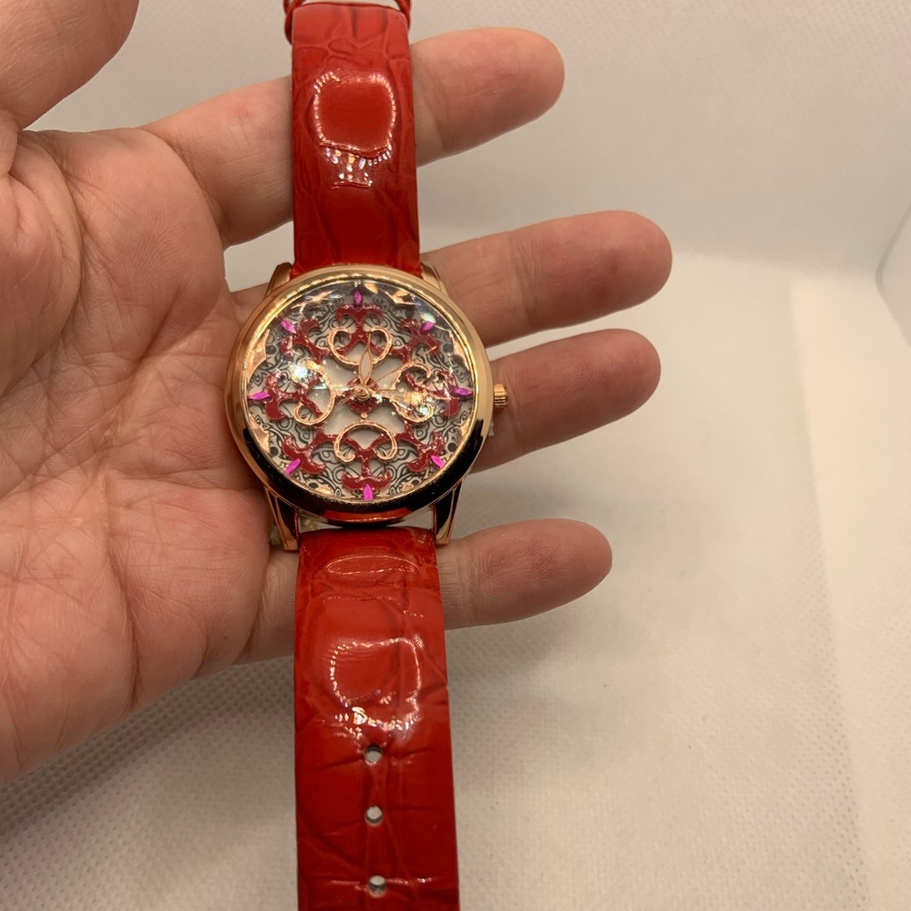 STRADA WATCH WITH RED FAUX LEATHER BAND - Picture 4 of 8